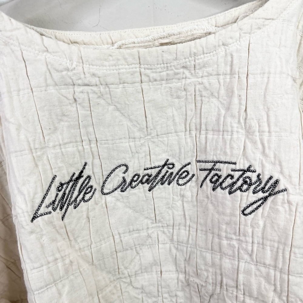 Little Creative Factory cotton quilted frayed blouse top spell out logo size XS - Picture 3 of 7
